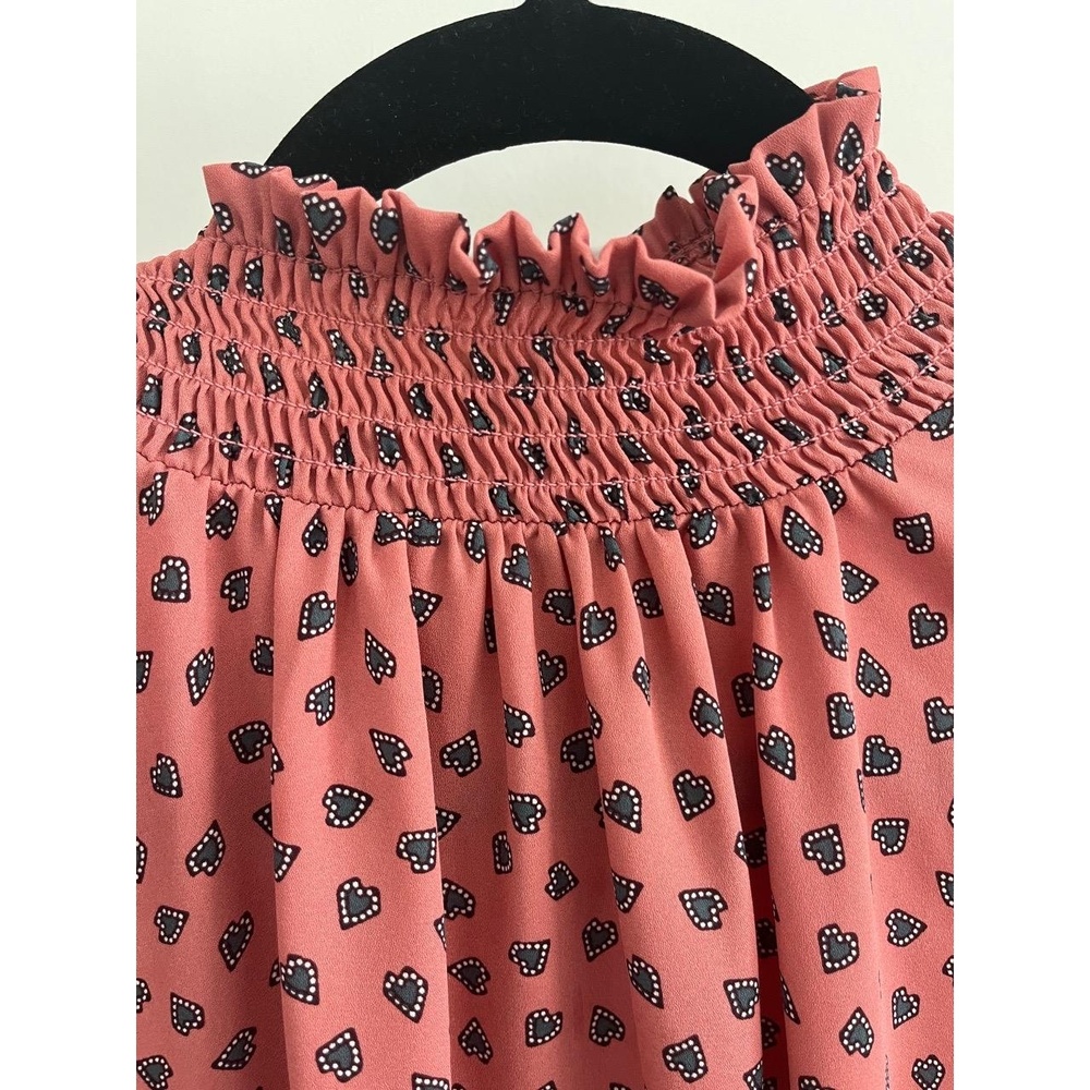 EUC Ann Taylor Womens Long Sleeve Blouse Dusty Rose Smocked Neck Romantic, Large - Picture 8 of 13